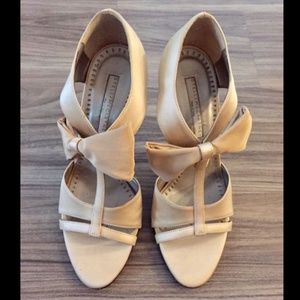 Super Cute!! Stella Mccartney Bow Satin Sandals Gold Beige 38